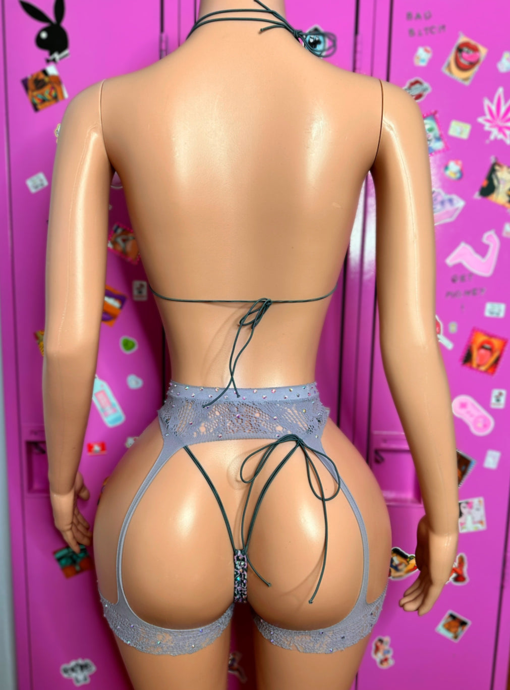 Purple bikini garter set - one size fit most