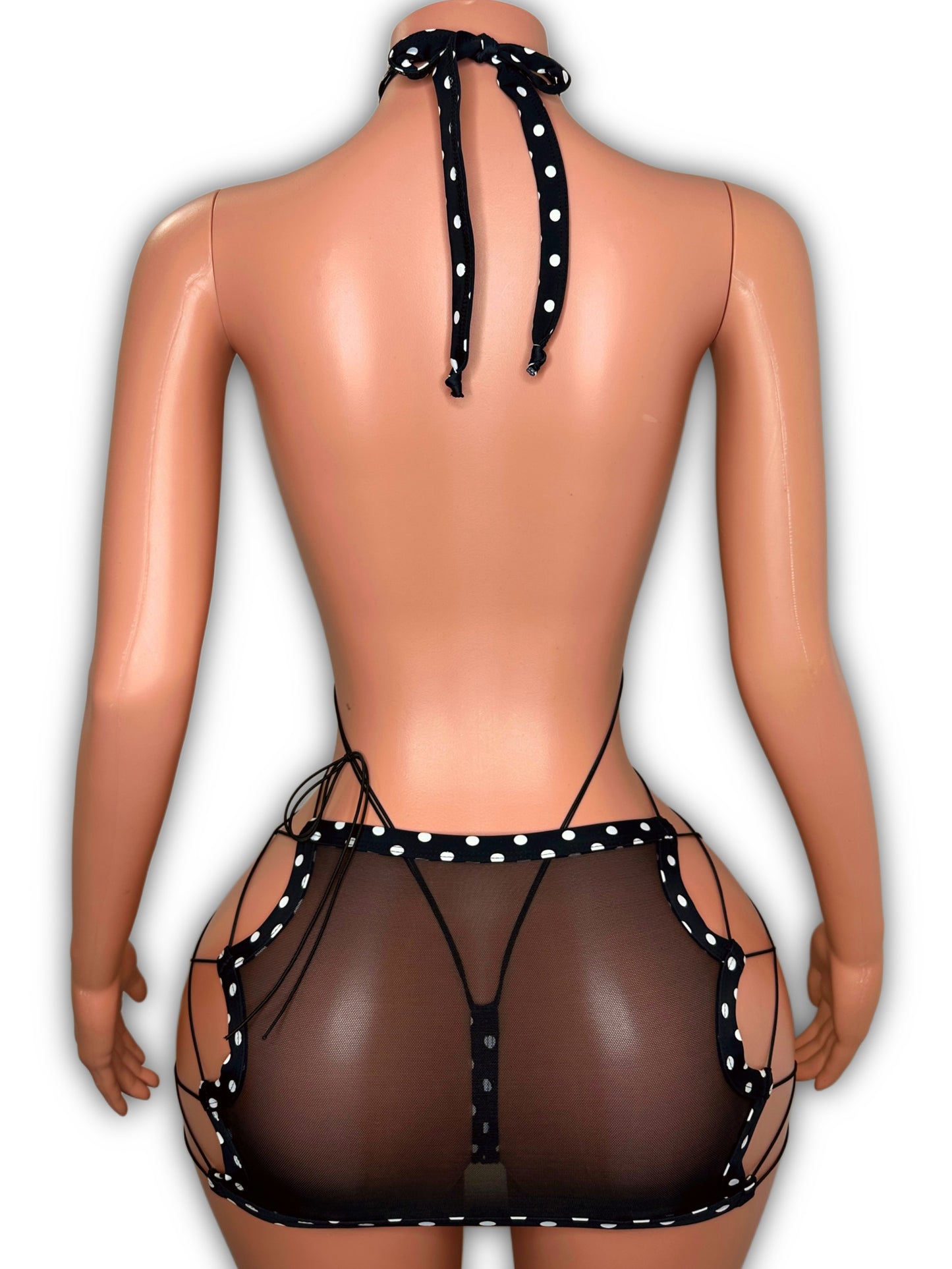 Slingshot polka & skirt with pastie - one size fit most