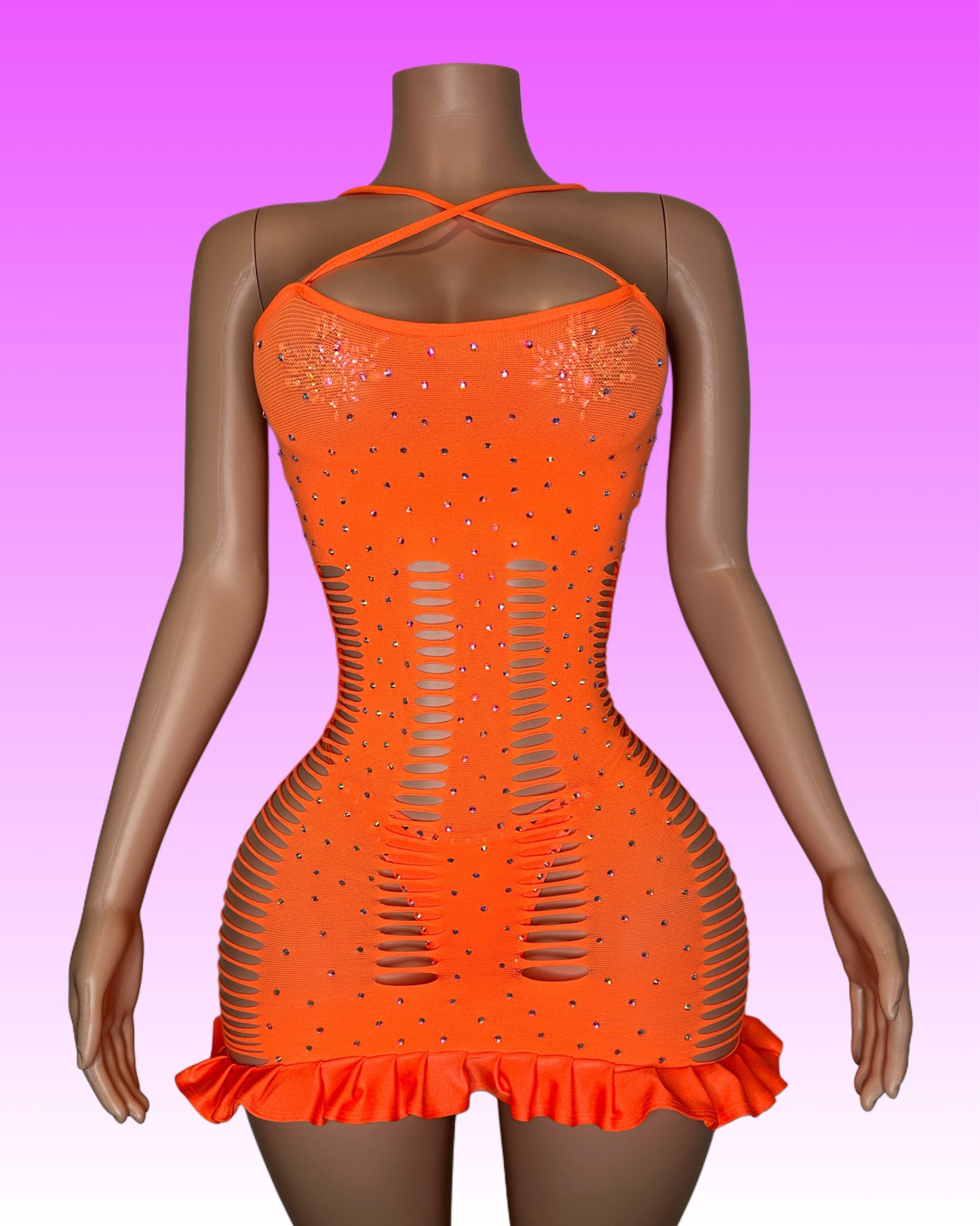 Neon orange dress - xsmall to large ( stretchy )