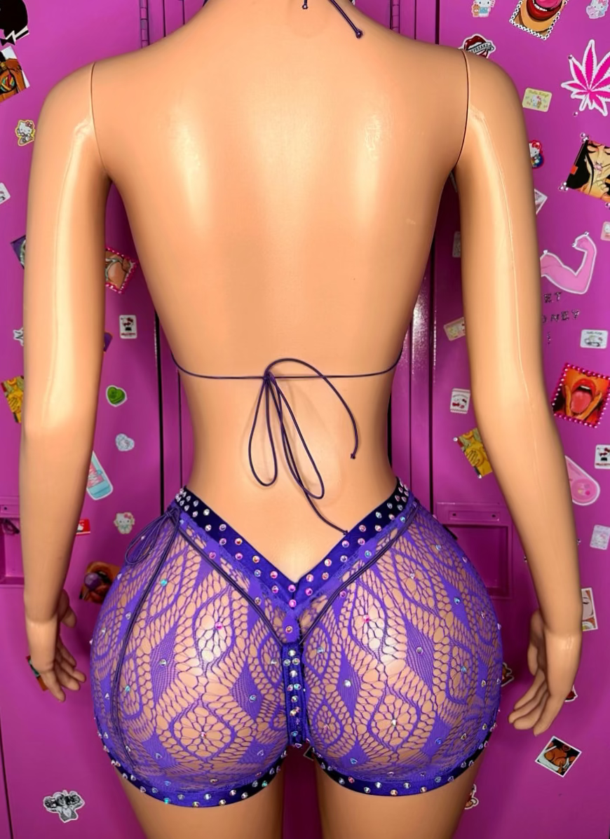 Purple bikini & matching short - small/medium
