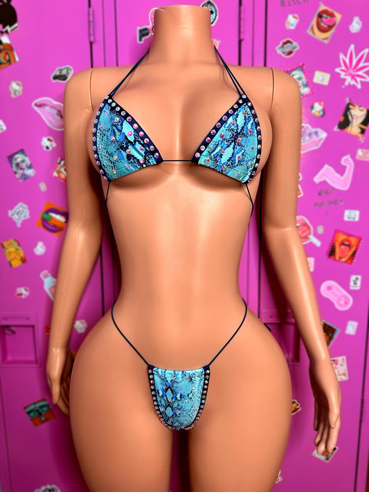 Micro bikini blue snakeskin