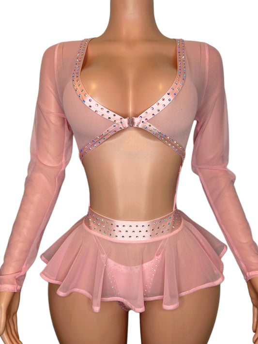 Bubble gum skirt set - small/medium